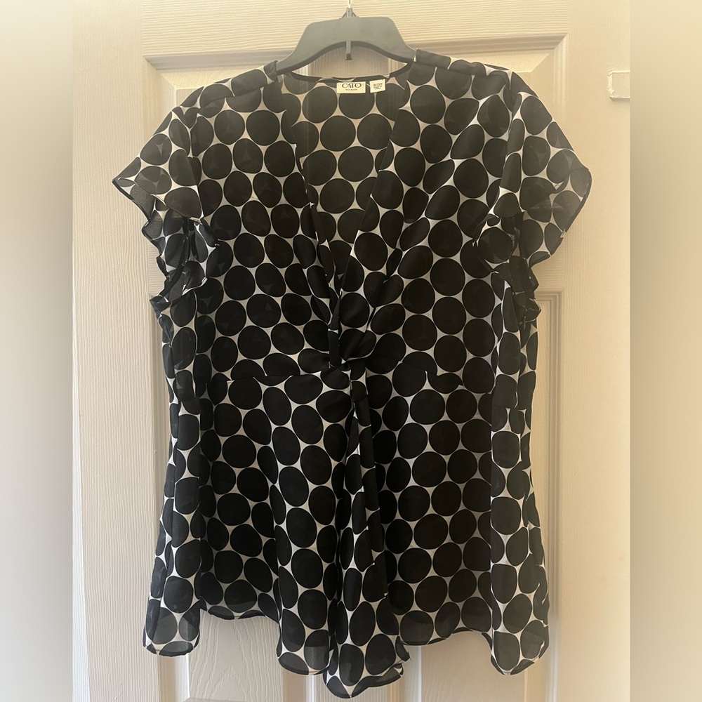 Cato Black and White Polka Dot Blouse